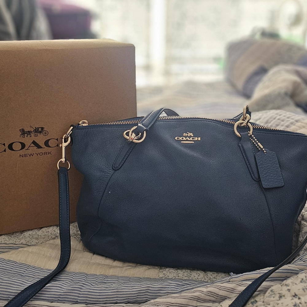 Coach Pebbled Blue Leather Kelsey Satchel
